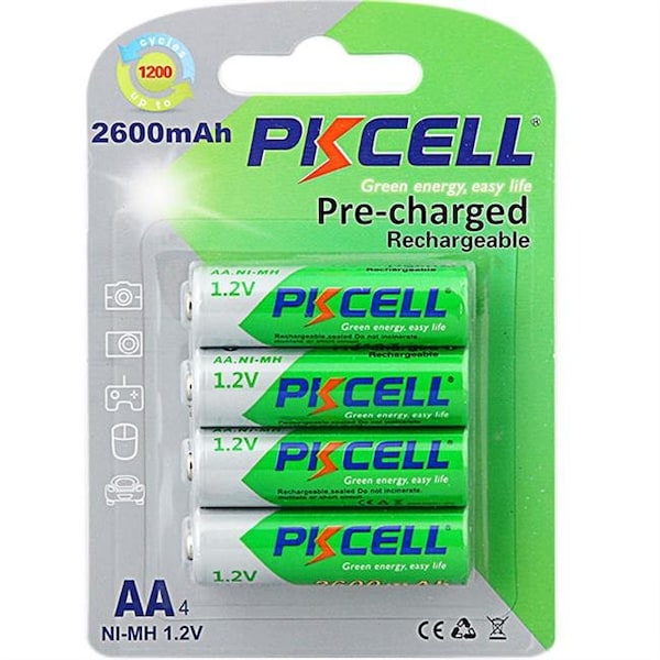 Pkcell PK Cell RTU-AA2600-4B 1.2V Precharged Low Self Discharge Rechargeable AA Battery with 2600 mAh; Pack of 4 RTU-AA2600-4B - main